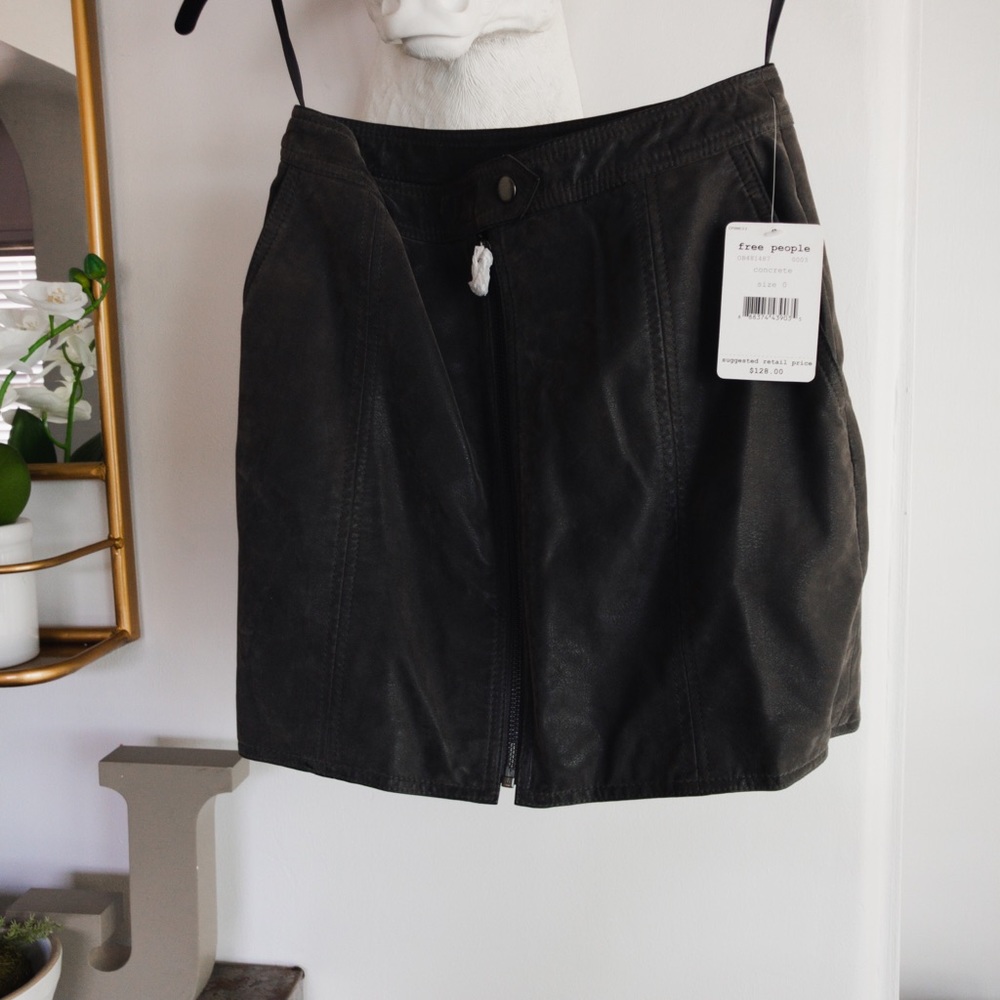 NWT! Free People faux leather mini skirt